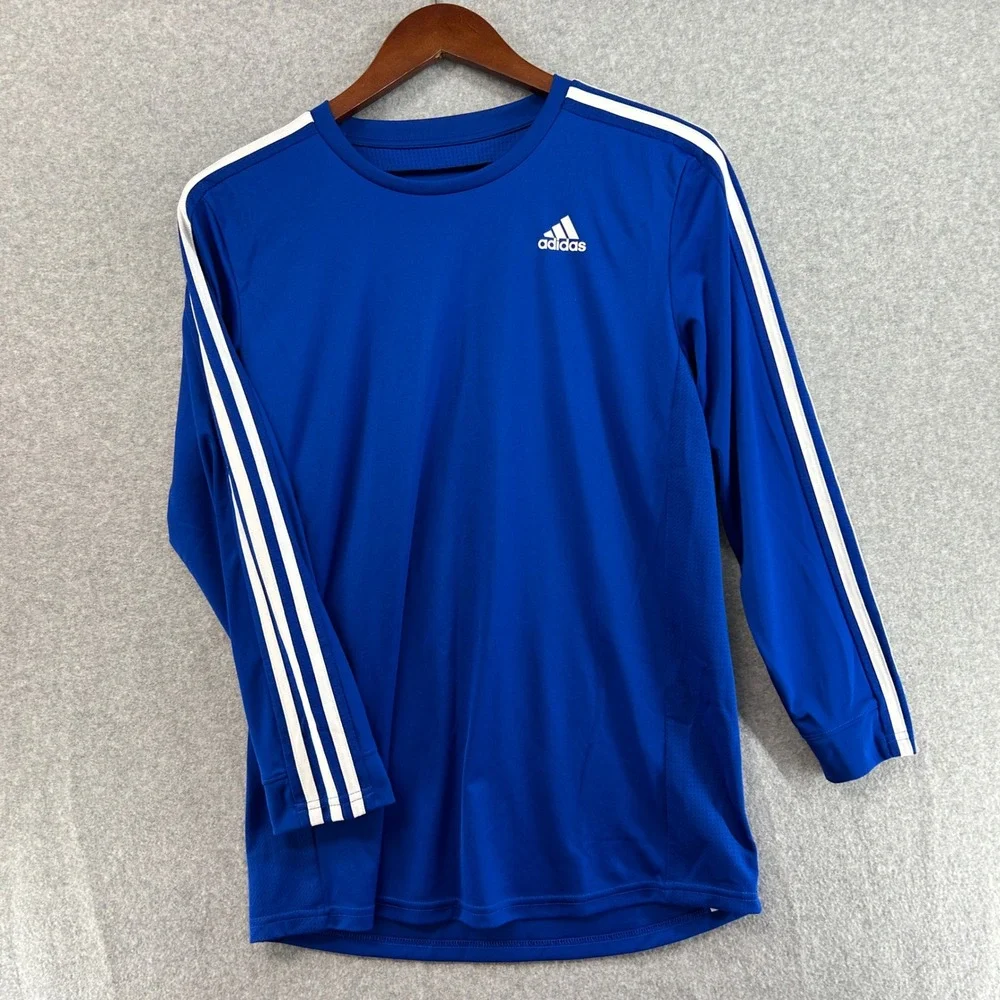 Adidas Royal Blue Climalite 3 Stripe Long Sleeve‎ Athletic Shirt Boys XL 18/20